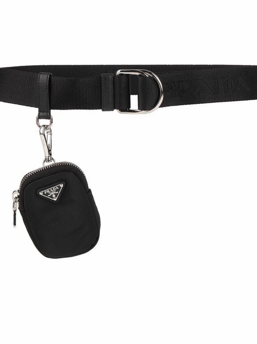 New Prada Black Nylon Belt Bag with Mini Pouch Sz 85/34
